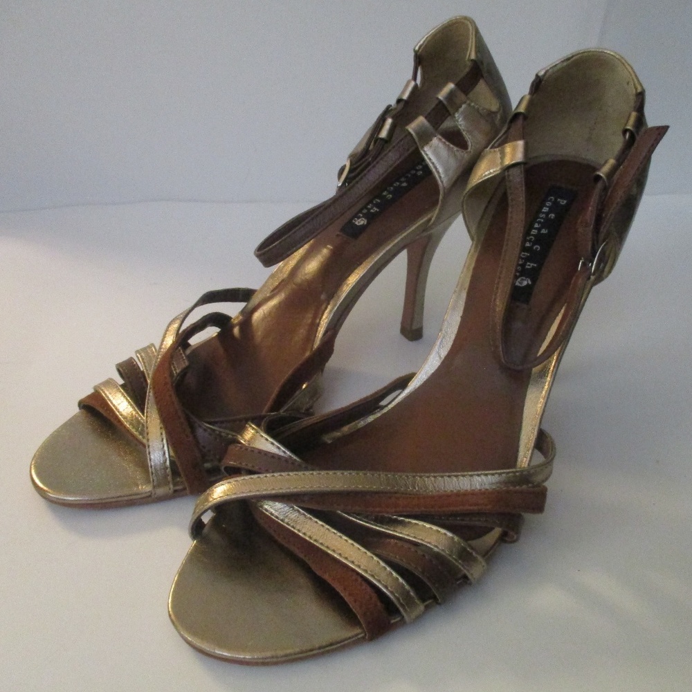 Constanca Basto 'PEACH' Strappy Brown Gold Bronze